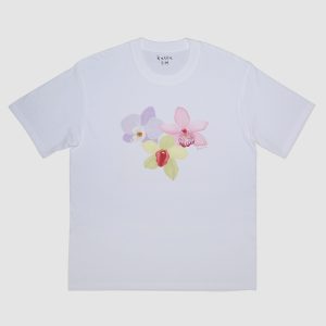 orchid t-shirt flatlay